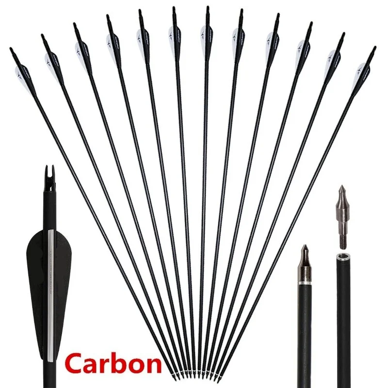 

Carbon Archery Carbon Target Hunting Arrows with Adjustable Nock and Replaceable Field Points for Compound Bow or Recurve Bow
