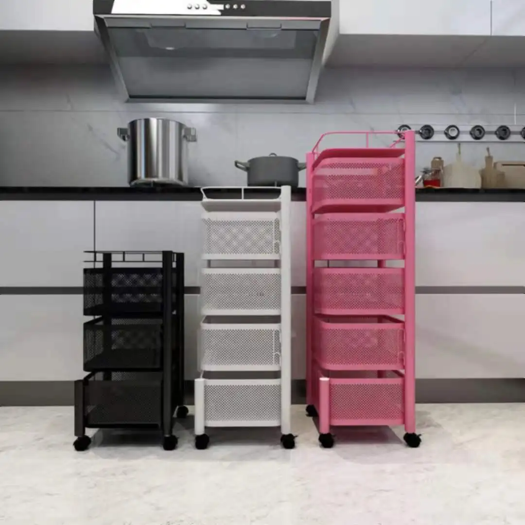 

Household Kitchen Square Rotary multilayer Mobile Multifunctional Storage Rack For Vegetables And Fruits Kitchen Items