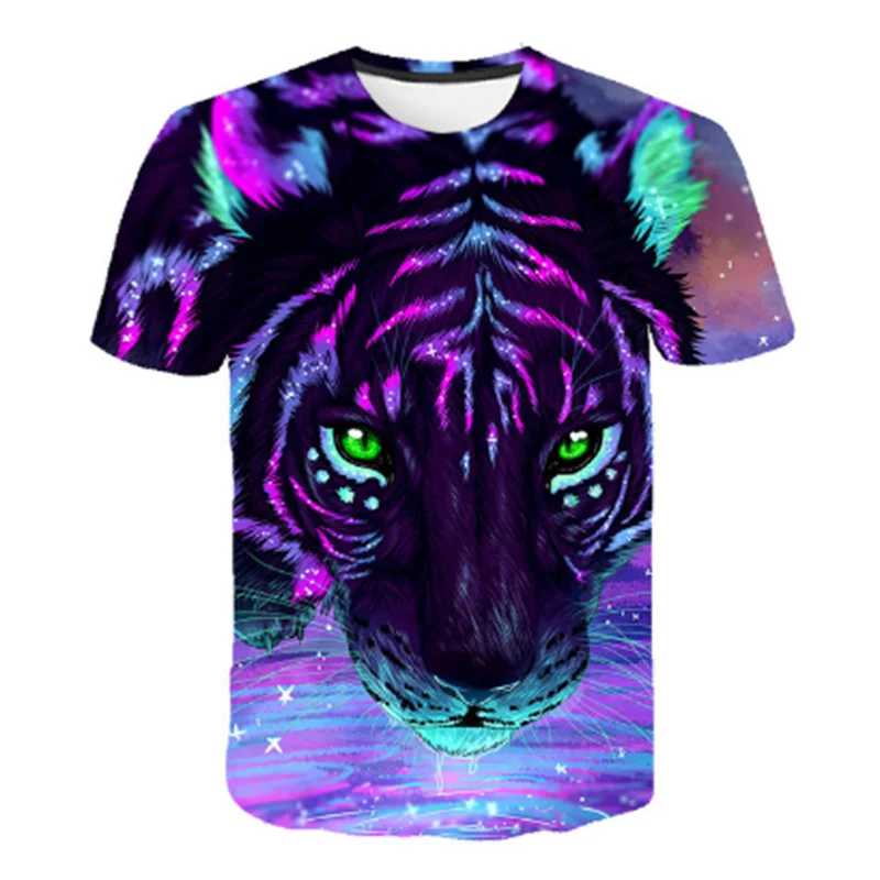 

Brand 2021 Animal/tiger Anime Short-sleeved Round Neck T-shirt 3D Printing Pattern Hip-hop Personality T-shirt Men's Summer Top