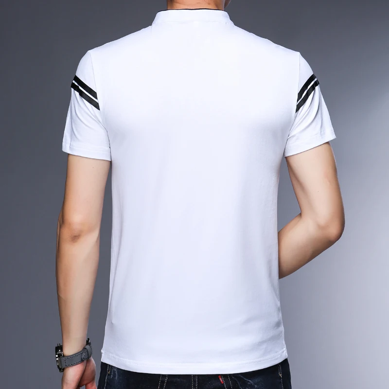 MIACAWOR оригинальные мужские рубашки поло однотонные футболки Homme Slim Fit Camisa с