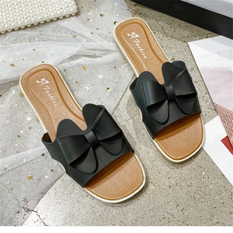 

Summer Fashion Women's Sandals Slippers 2021 Round Toe Bowknot Casual Flat Comfortable Sandals and Slippers Outdoor Beach Shoes