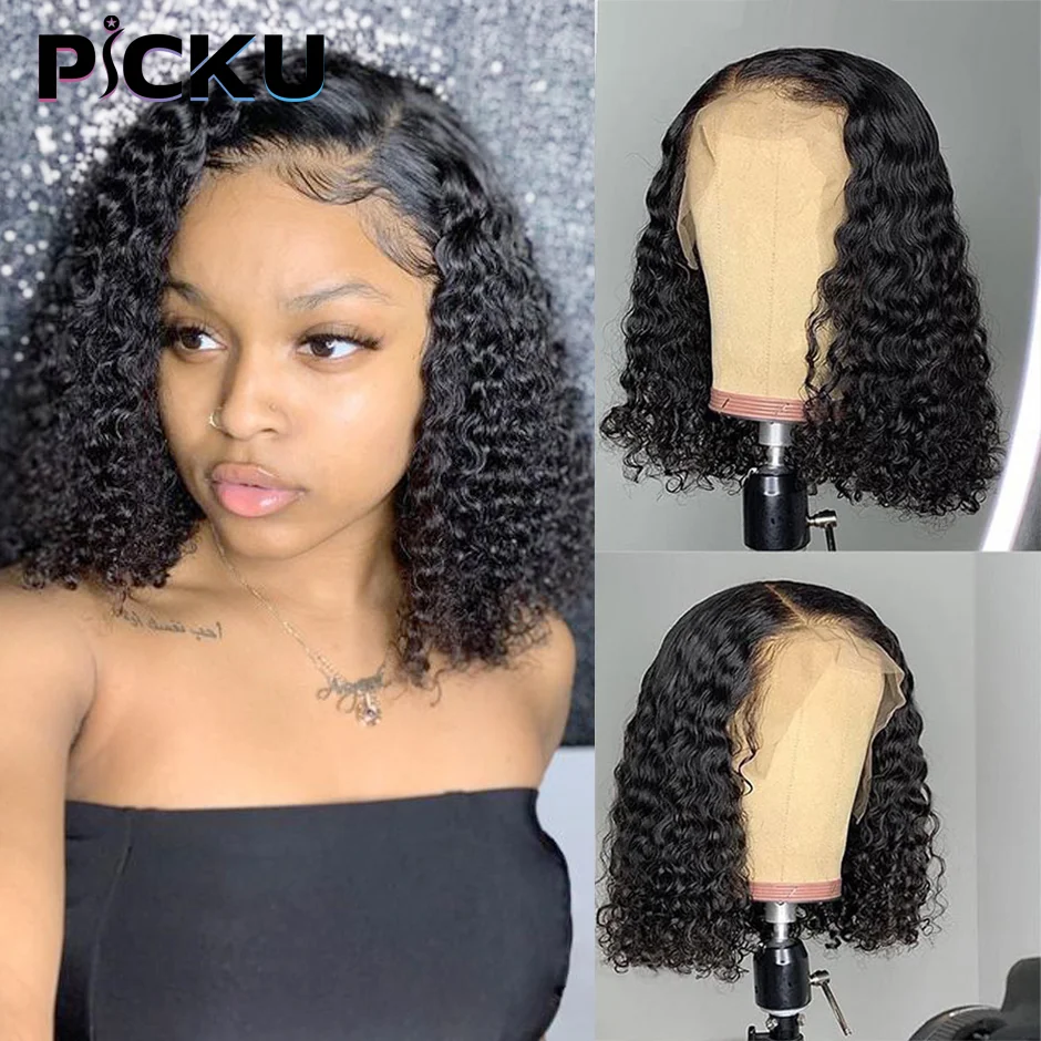 

Bob Wig 13x4 HD Lace Deep Wave Frontal Wig Preplucked Brazilian Curly Human Hair Wigs for Black Women 8-16inch Lace Front Wig