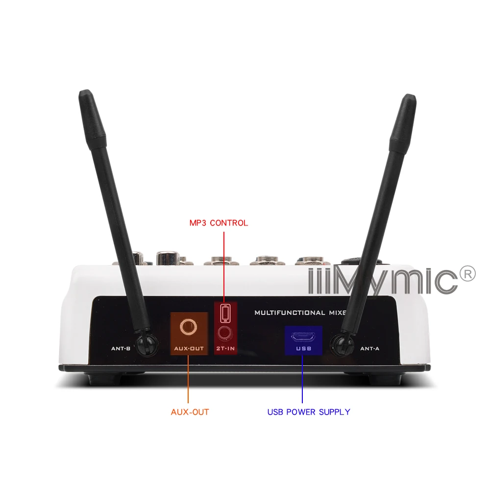 IiiMymic аудио DJ микшер KTV Микрофон Моно USB AUX вход 2 канала ручной UHF беспроводной микрофон 48 В фантомное питание для KTV
