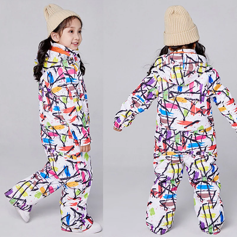 Детский лыжный костюм водонепроницаемый комбинезон для мальчиков и девочек