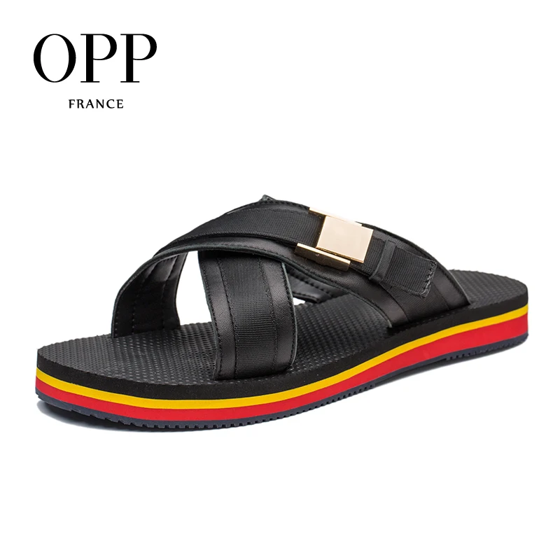 OPP Summer Casual Sandals Men Soft Mesh Couple Beach Slippers Men Foam HooK&Loop Flip-flops Slipper Men Slides   sandalias