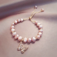 boeycjr freshwater pearl butterfly charm bangles bracelets jewelry handmade balot elegant pearl bracelet for women gift