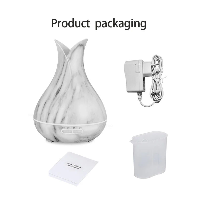 

KBAYBO 400ML Electric aromatherapy essential oil diffuser wood grain ultrasonic air purifier humidifier with 7 colors LED lights