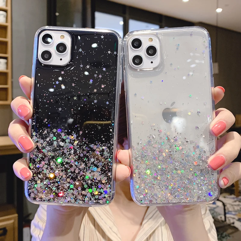

Silicon Case for Huawei Honor 9 9A 9S 9C 9X 10 10X 10i Glitter Case Mate 10 20 Lite 30 9 40 Pro CX20 Plus 20x Bling Clear Cover