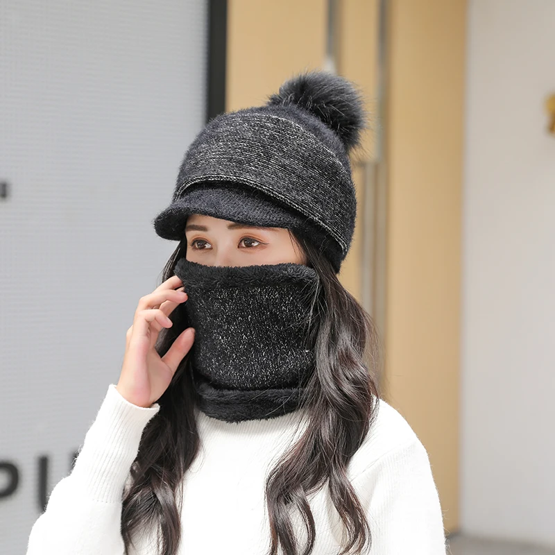 Новинка 2020 модная теплая зимняя шапка шарф женская наборы шарфов ветрозащитная