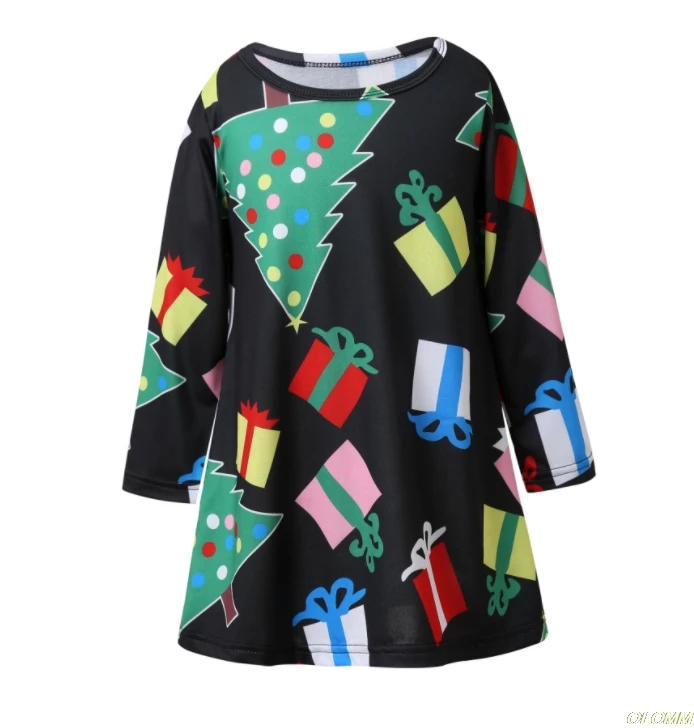 

Children Plus Size Tunic Autumn Women Dresses Casual Cartoon Print Christmas Dress Casual Loose Long Sleeve Party Dress Vestidos