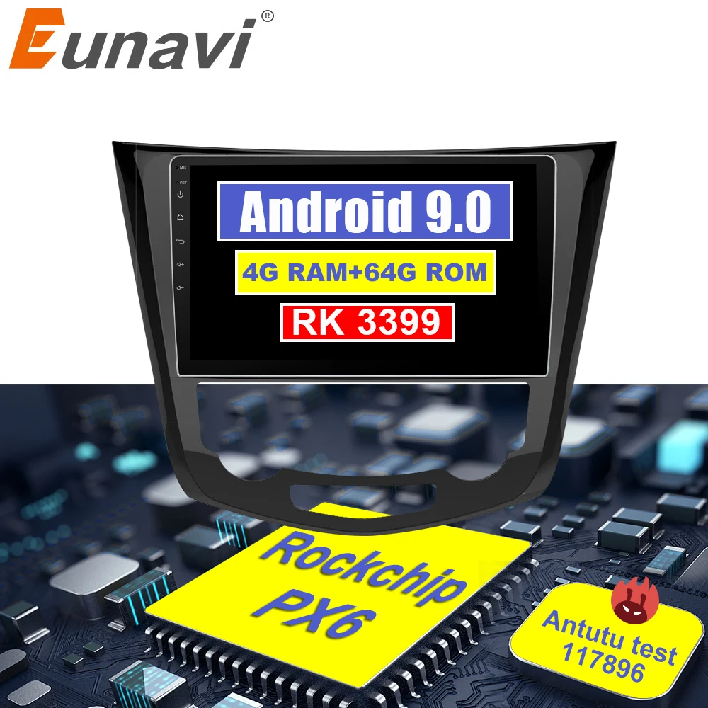 Eunavi 10 1 &quotAndroid автомобильный gps радиоплеер для Nissan X Trail кашкал 2014 2017 с