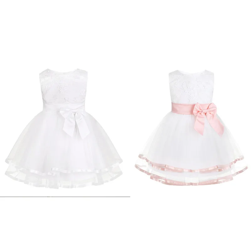 

New Infant Baby Girls Sleeveless Flower Dress Princess Pageant Wedding Bridesmaid Birthday Party Dress with Bloomers Outfit Set