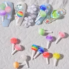 Милый разноцветный Радужный леденец, украшение для ногтей, 3D милые аксессуары, подвески в виде маникюрного медведя, наклейки для ногтей