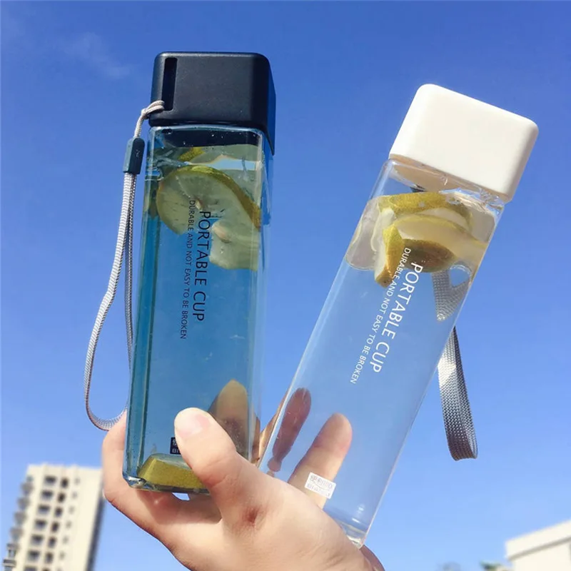 Милые квадратные пластиковые бутылки для воды прозрачный без бисфенола а