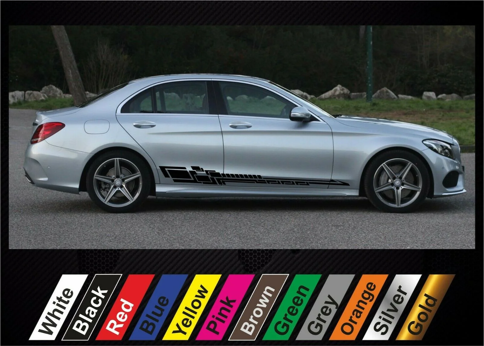 

For x2 stickers Mercedes Benz W205 C Class AMG graphics side stripe decal #16