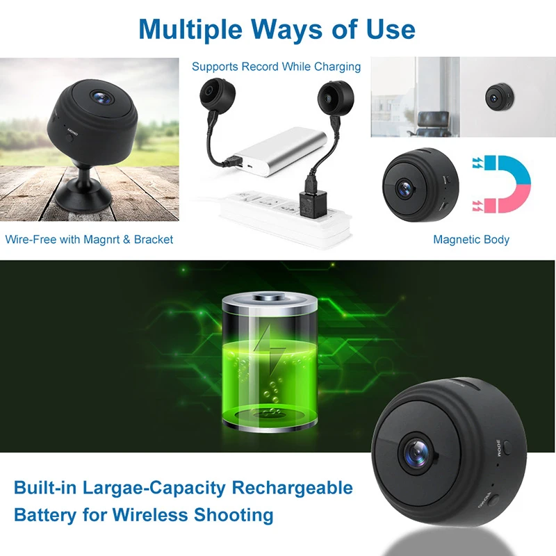 1080P HD IP Mini Camera Wireless Video Recorder Wifi Security Remote Control Surveillance Night Version Mobile Detection | Электроника