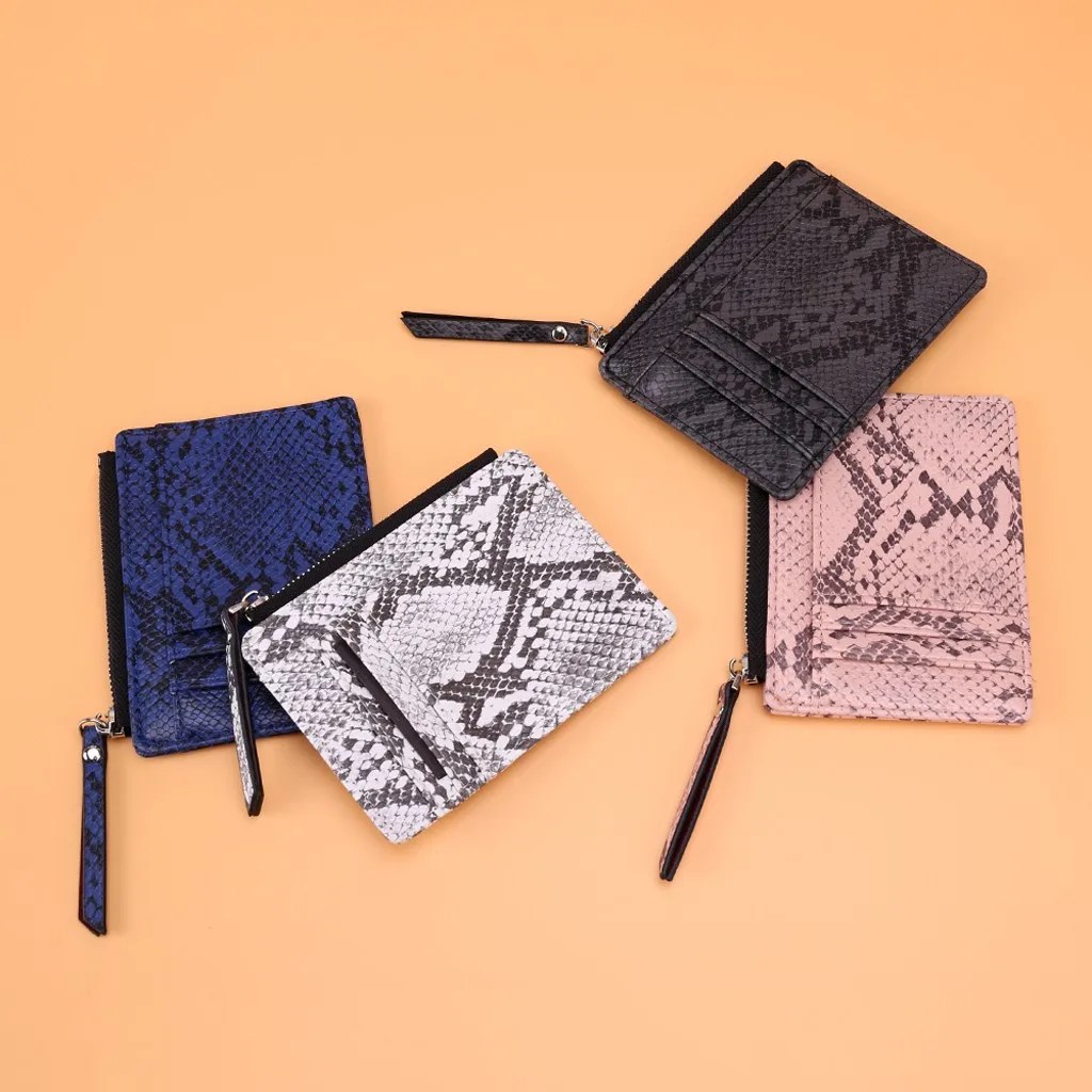 Женские кошельки со змеиным принтом модный короткий бумажник кредитница с