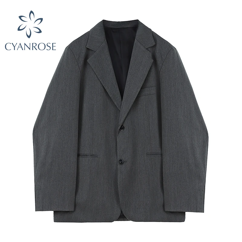 Женский блейзер с отложным воротником повседневный свободный однобортный жакет