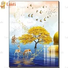 Подарок на Новый Год Деньги Дерево Современная Абстрактная живопись с трехмерной аппликацией в виде светильник класса люкс декоративная живопись камни в форме ромба Набор для рисования с круглыми камнями и полотном с вышивкой