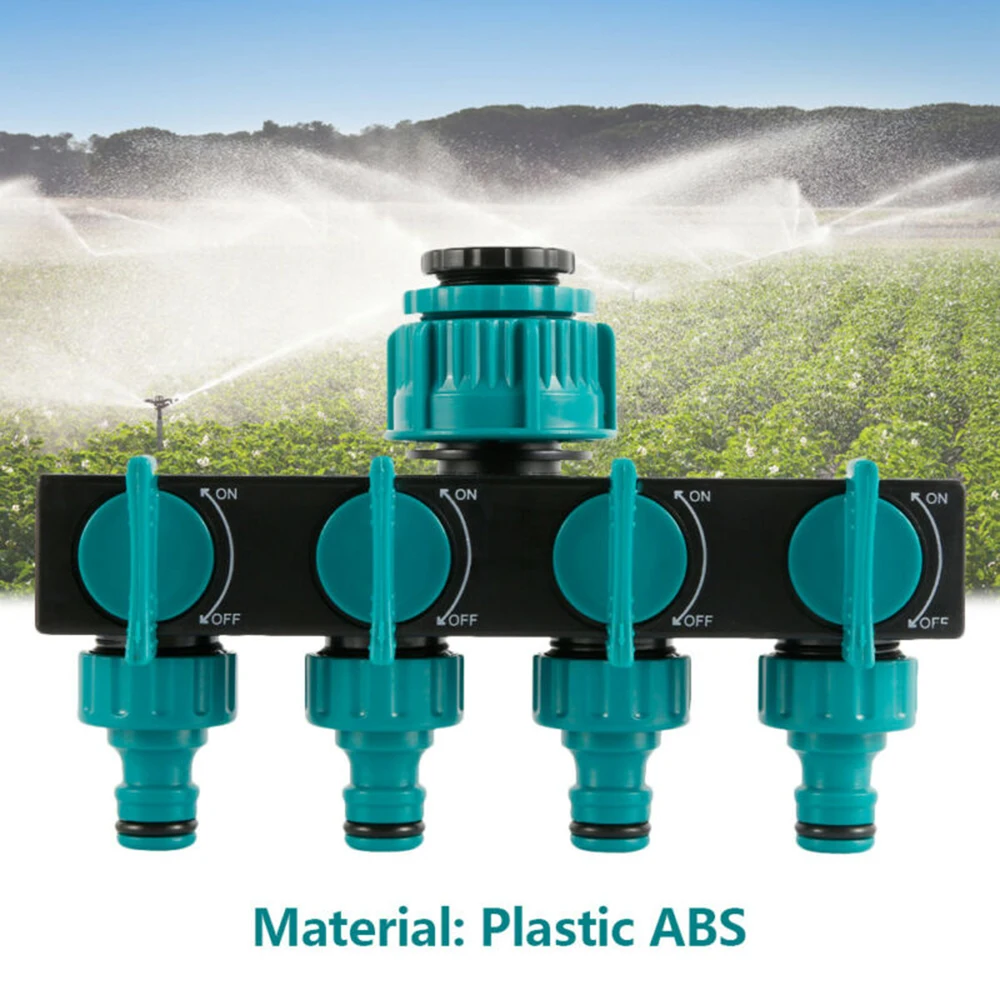 

4 Way Distributor 1/2 Inch Water Tap Converter Garden Hose Faucet Valve Green Plastic Quick Connectors For Irrigation Watering