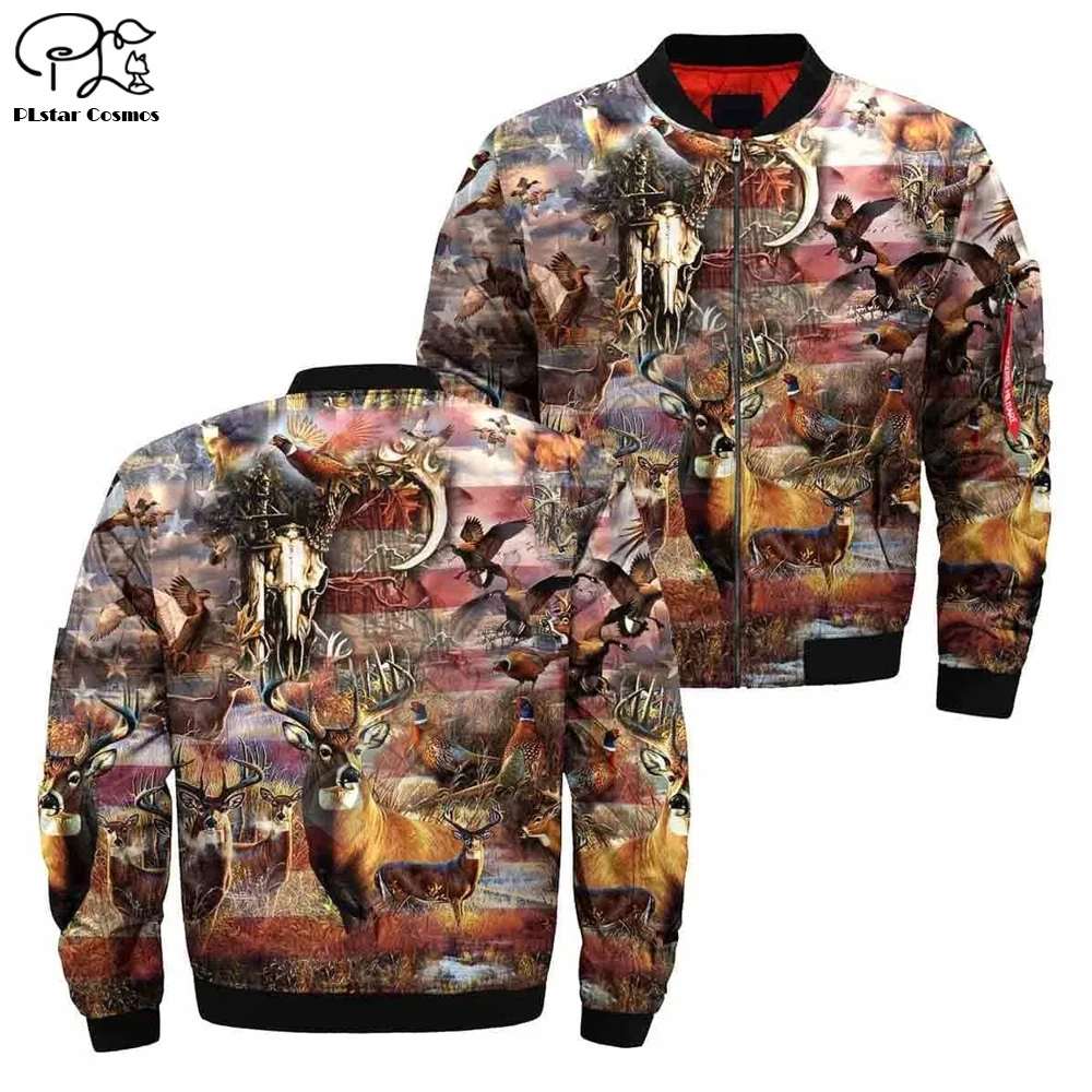 Новейшая модель Курточка бомбер 3D Лесной олень зима толстые куртки с застёжкой