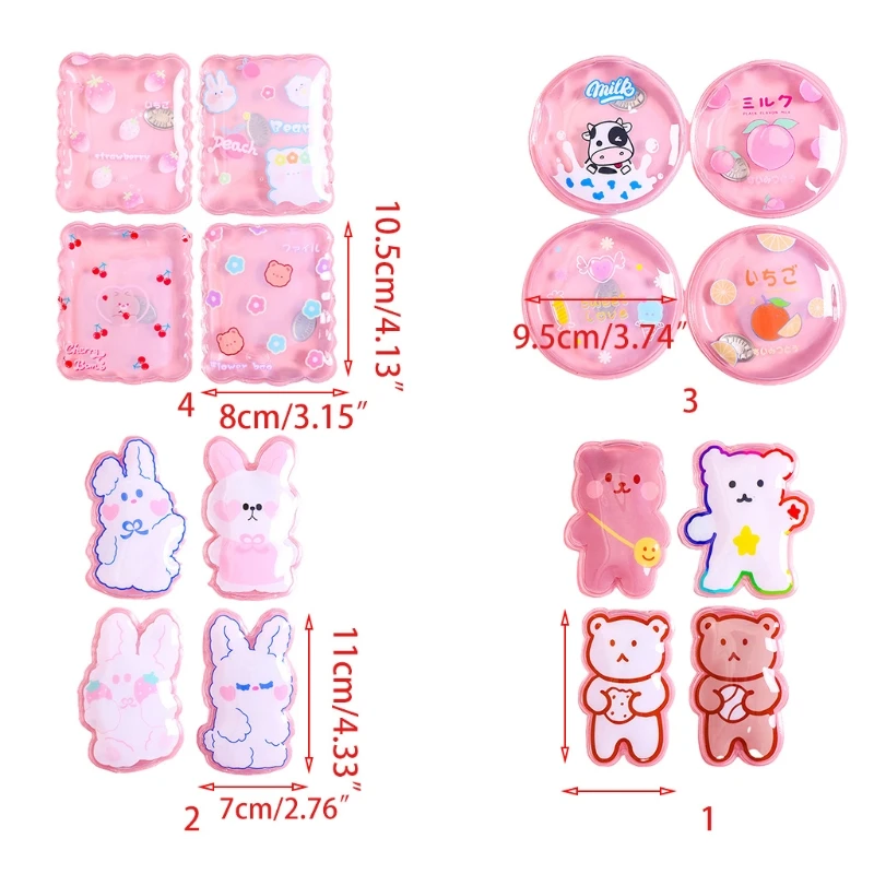 

4Pcs/Set Winter Mini Self-Heating Body Hand Warmer Reusable Cartoon Bear Rabbit Gel Liquid Heat Packs Portable Outdoor Warm