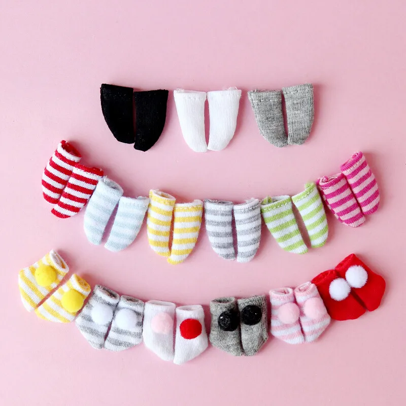 

1Pairs Candy Color Doll Stripe Sock ob11 Short Socks for Doll Shoes Socks Accessories (fit 1/12 Bjd,obitsu, ob11, dolls )