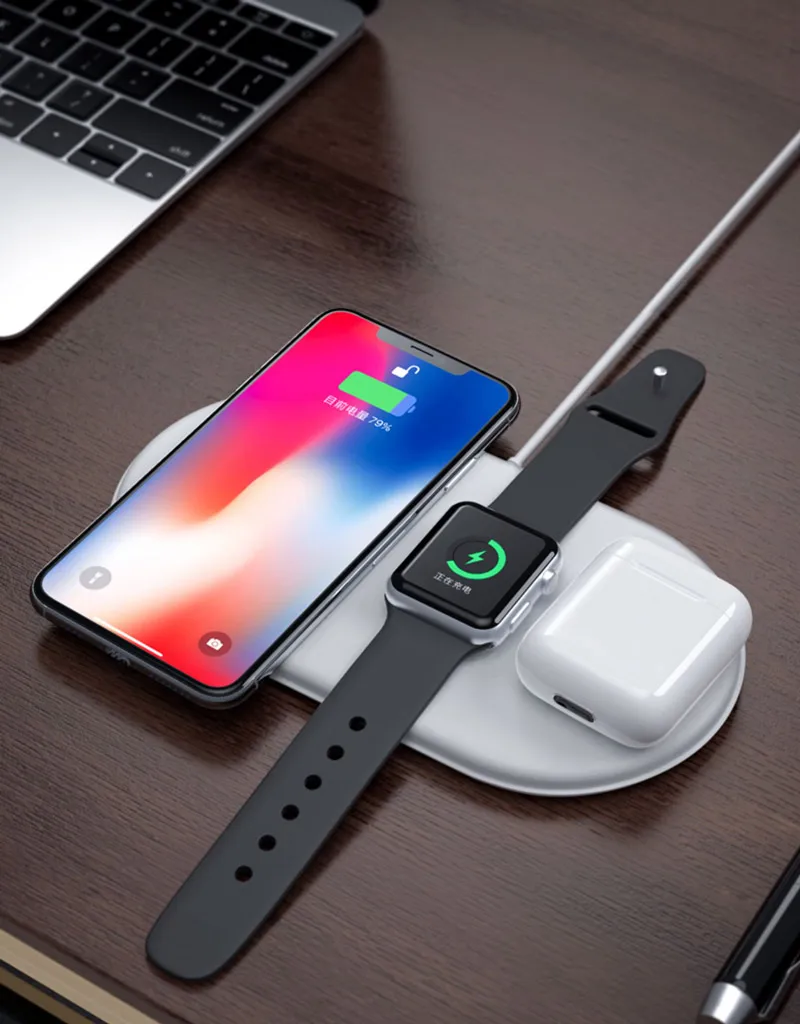 3 в 1 лучшее Беспроводное зарядное устройство для Iphone и Apple Watch 4 Airpods 10 Вт быстрая Беспроводная Накладка для iPhone 11 PRO X XR 8 samsung note 10