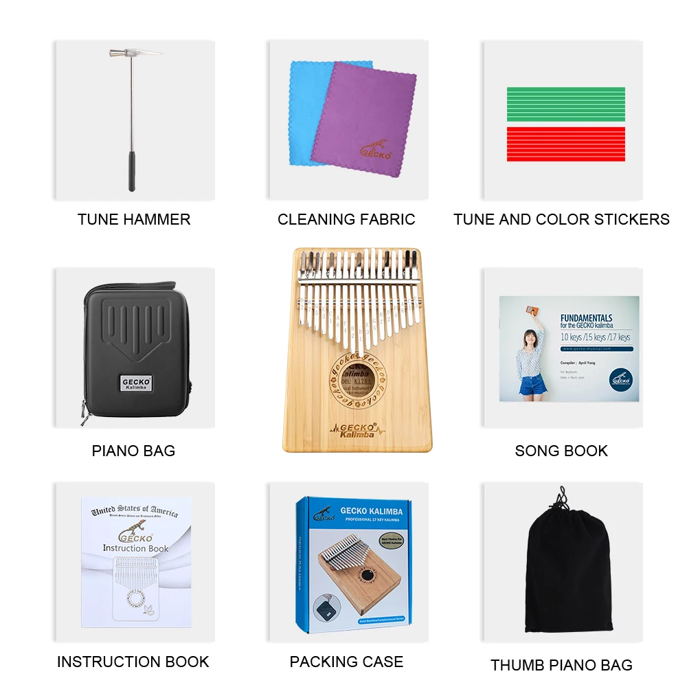 B tone GECKO Kalimba 17 клавиш бамбуковое пианино для большого пальца и защитная коробка EVA