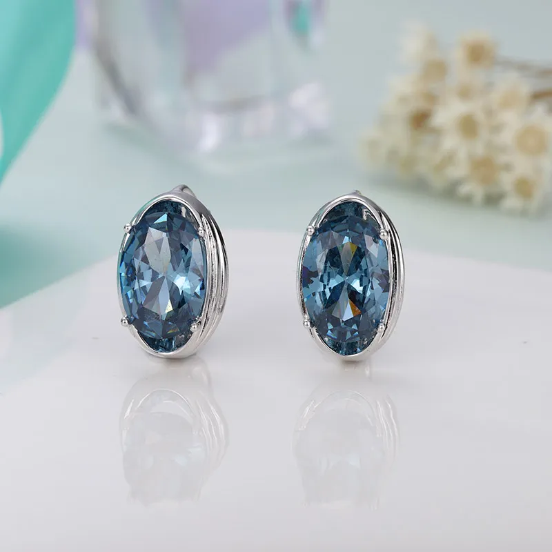 2-silver Женские простые круглые серьги-гвоздики MAIKALE, серьги с цветным фианитом, модные ювелирные изделия с драгоценными камнями для подарка - Окраска металла: 2-silver