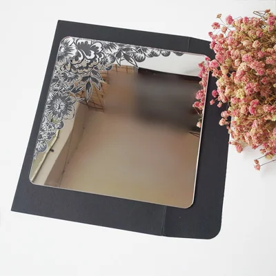 Silver Mirror Образец заказа для 7*7 дюймовых Цветочных Элементов квадратное круглое серебряное зеркало акриловая Свадебная пригласительная карта - Цвет: Silver Mirror