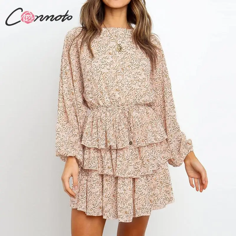 Conmoto элегантное вечернее платье с оборками женское длинным рукавом Осень зима 2019