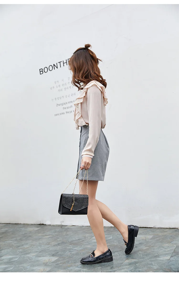 

Women Bag Paillette Business Shining PU Purse 2021 Black HandPurse Tassel Leather Chain Luxury Designer Messenger Lady Purse