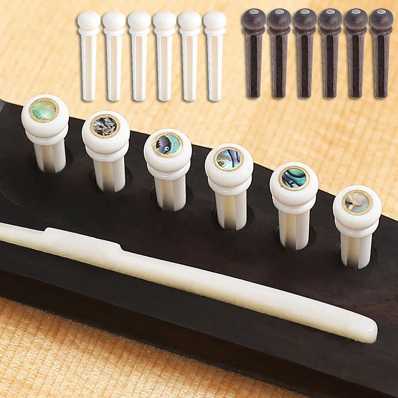 

6 Pieces/lot Wooden Cone Bone String Nails Guitar Strings Pin Brass Guitar Strings Fixed Metal Acoustic Guitar Bridge Pins