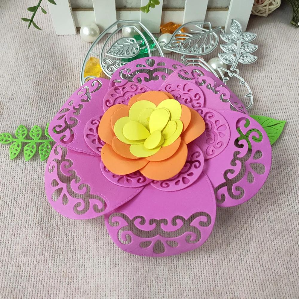 

New Metal Cutting Dies For Scrapbooking Die Rose Flower Leaves Cut Dies DIY Paper Cards Craft Diy Metal Cutting Dies Flowers