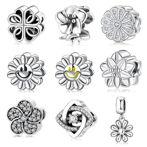 925 пробы серебряные цветы орхидеи бусины Подвески Fit оригинальный Браслеты браслеты для изготовления ювелирных изделий