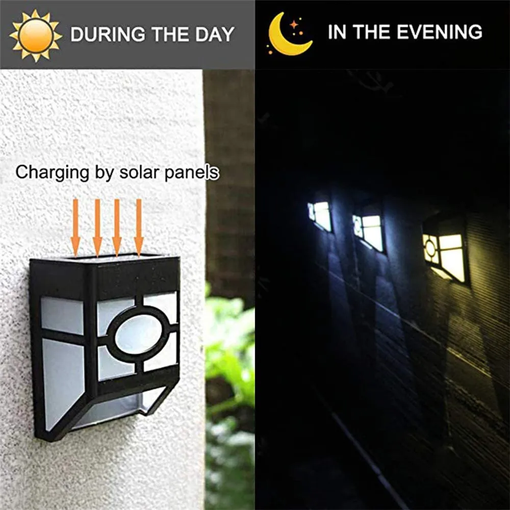 

1/2/4Pcs 2 LED Outdoor Solar Light Waterproof Solar Garden Security Wall Light for Wall Street Fence Stair Pathway Yard Lamps
