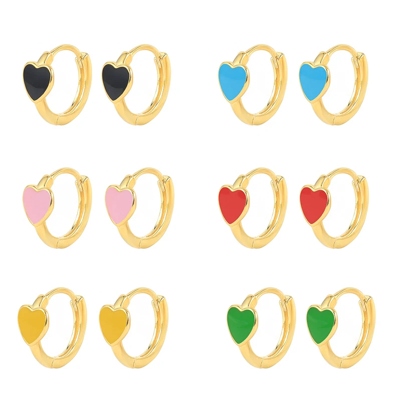 

2021 Sterling Silver Love Enamel Earrings For Women Colourful Pendientes Huggie Hoop Earrings Jewelry Gold Earrings Orejera