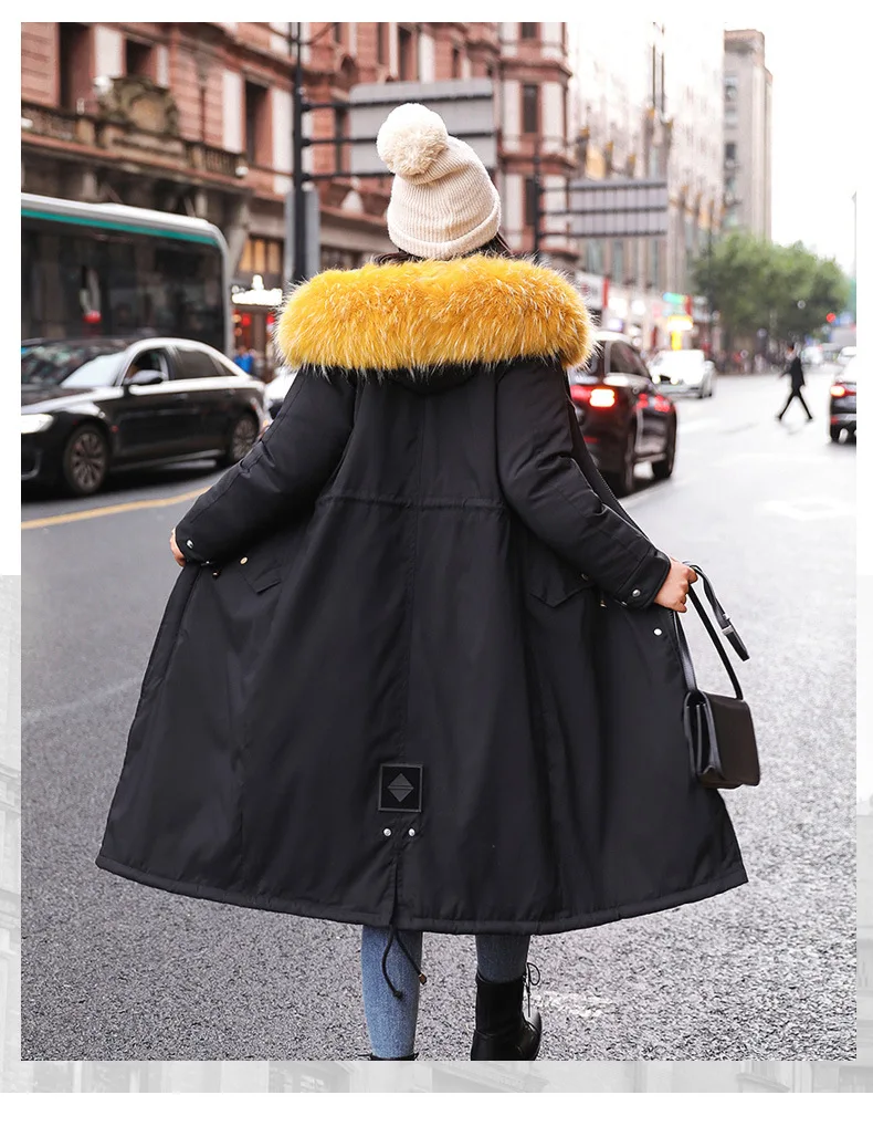 Abrigos mujer invierno женские парки с капюшоном, утепленное пуховое хлопковое пальто, женское длинное тонкое зимнее пальто с меховым воротником для женщин пуховик женский куртка парка