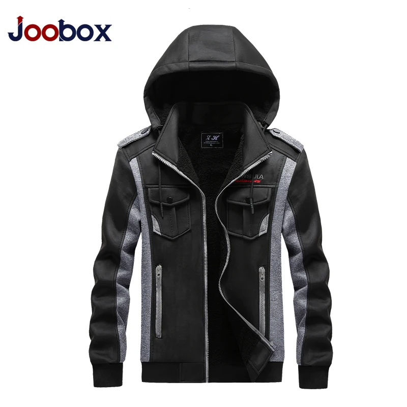 2020 Zipper Men Jackets Autumn Winter Casual Fleece Coats Bomber Jacket Scarf Collar Fashion Hooded Male Outwear Slim Fit Hoody