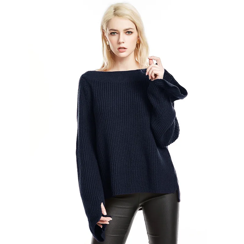 

Donsignet Women's Sweater New Fashion Round Neck Pullover Solid Color Casual Knitted Long Sleeve Sweater Women's clothing