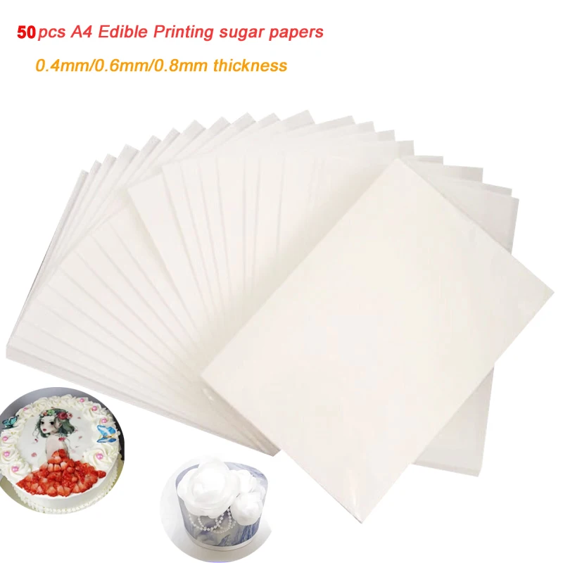 

50pcs A4 Wafer Paper Blank Edible Icing Sugar Papers for Cake Decorating Edible Printing Kosher Paper Sugarcraft Baking Supply