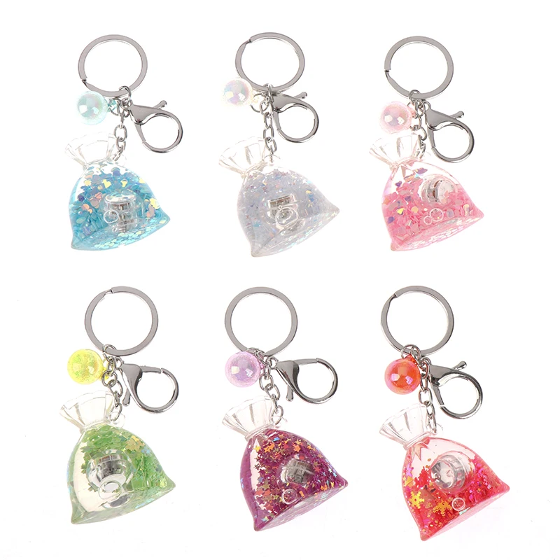 

Creative Lucky Bag Liquid Keychain Glow Quicksand Bottle Keychains For Bag Keyring Car Keychains Trinket Lovely Pendant Gifts
