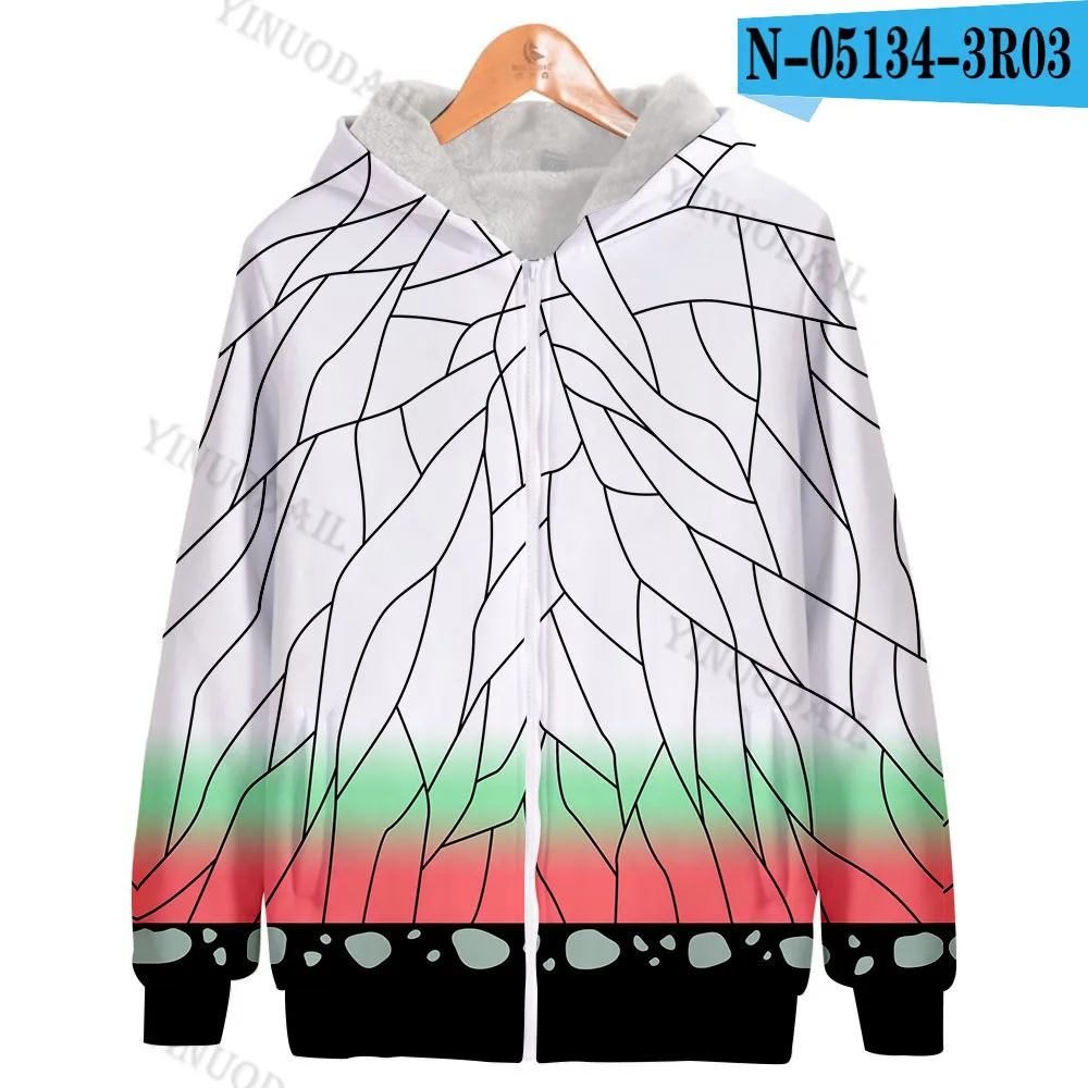 

Demon Slayer:Kimetsu No Yaiba Cosplay Costumes Hooded Jacket Zipper Hoodies Sweatshirts Men Women Outerwear Coat Outwear