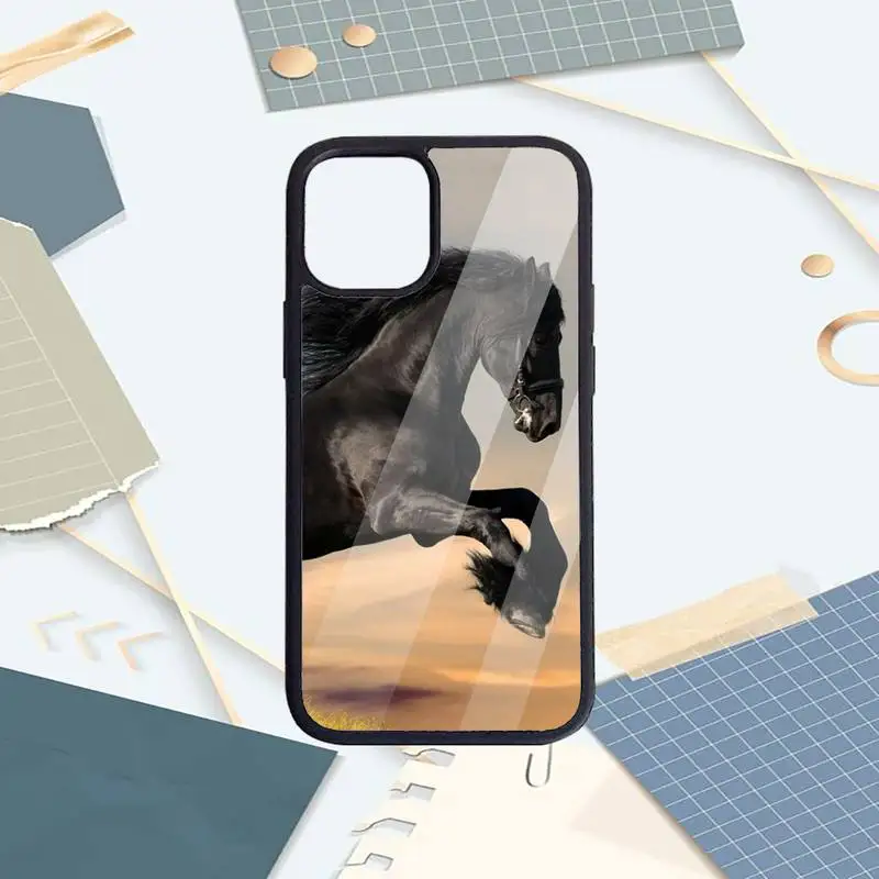 

Fine Horse Art run animal Phone Cases PC For iPhone 11 12 pro XS MAX 8 7 6 6S Plus X 5S SE 2020 XR