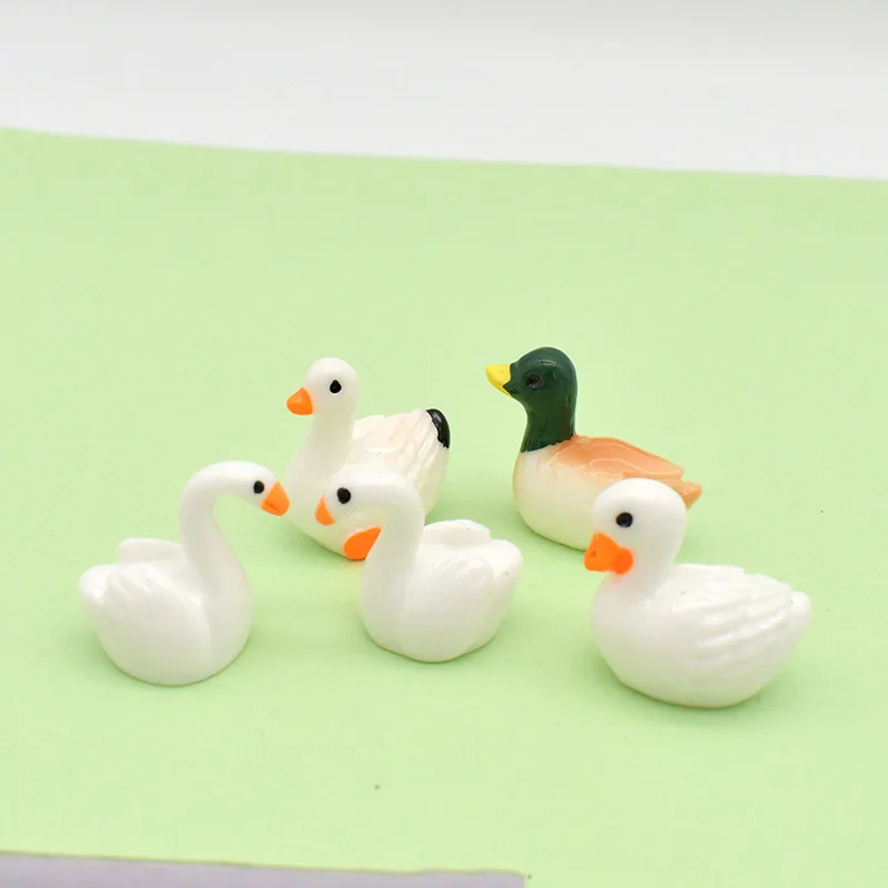 Миниатюрная фигурка лебедя из смолы миниатюрное украшение для сада сделай сам