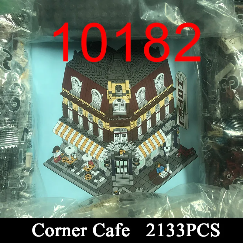 

MOC Creator Cafe Store Shop Corner Model 10182 Streetview Building Blocks 15002 2311Pcs Bricks Education Toy Kids Girl Gifts