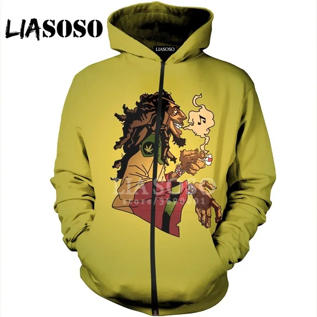 

LIASOSO 3D Print Women Men Reggae Singer Bob Marley Hooded Pull Over Hoodies Sweatshirts Zipper Jacket Harajuku Coat