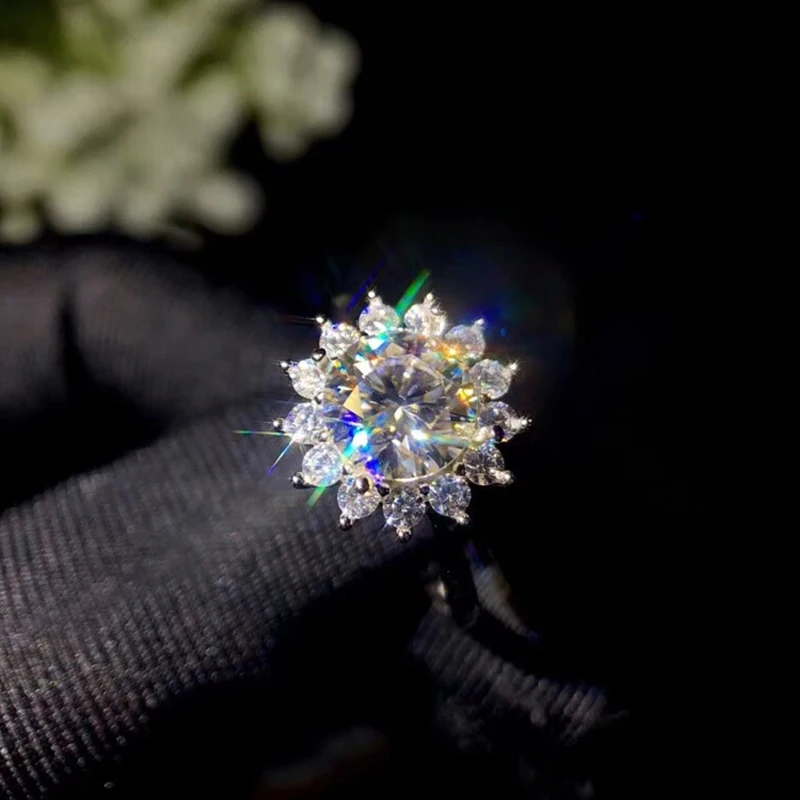 Ослепительное серебряное кольцо из моиссанита 1 2 карат круглое моиссанта