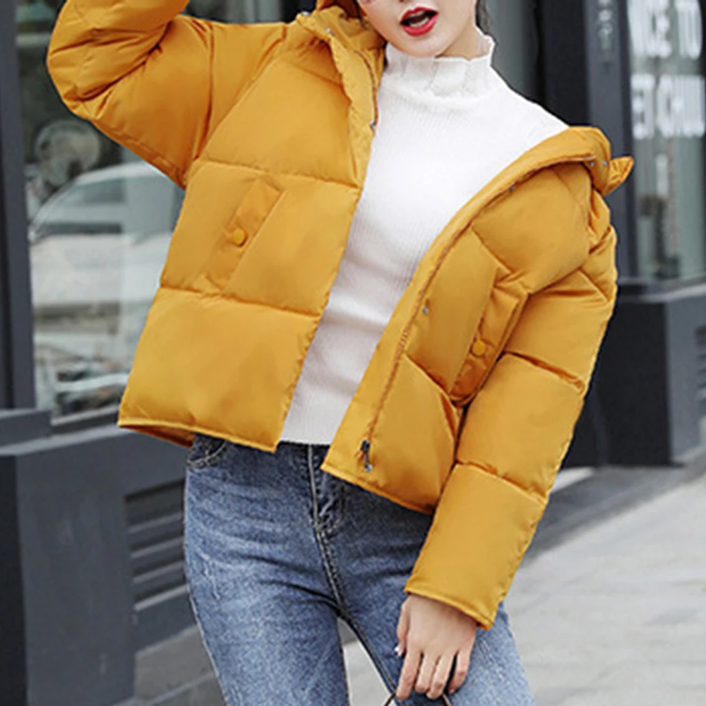 Sfit женская зимняя куртка с капюшоном однотонный пуховик свободная негабаритная